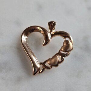 Womens Vintage Estate 14k Rose Gold Heart Pendant 1.3g E7391